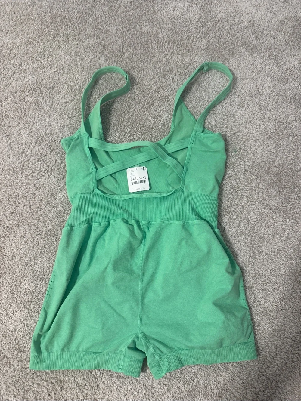 Free People Mint Green Knit Tank Romper